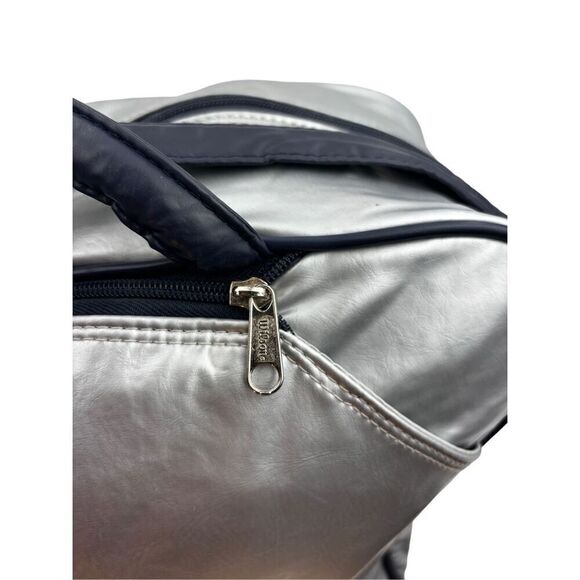 Wilson vintage silver bag with navy blue handle and shoulder strap - Picture 6 of 16